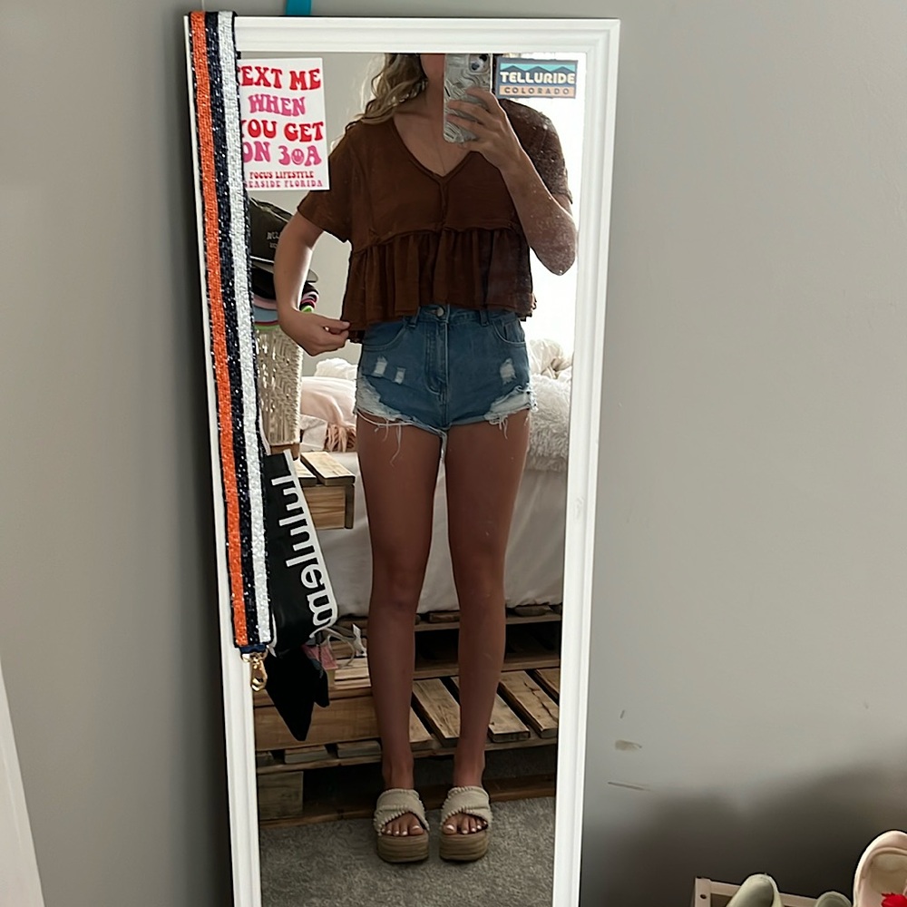 Altard State brown ruffle top size small